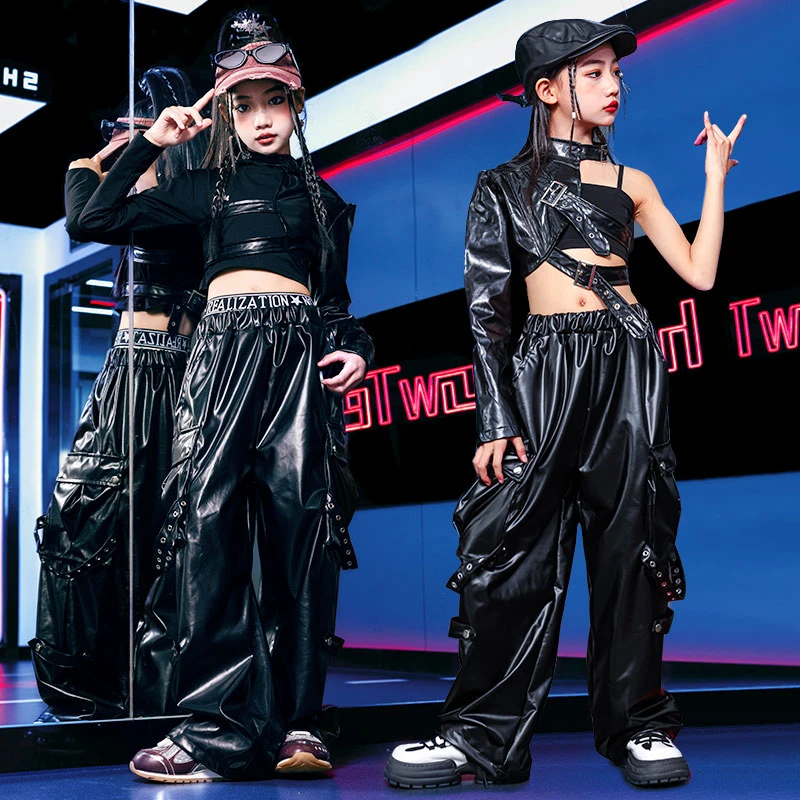 爵士舞服装女童潮酷时髦秋冬儿童走秀潮服jazz套装少儿舞蹈演出服