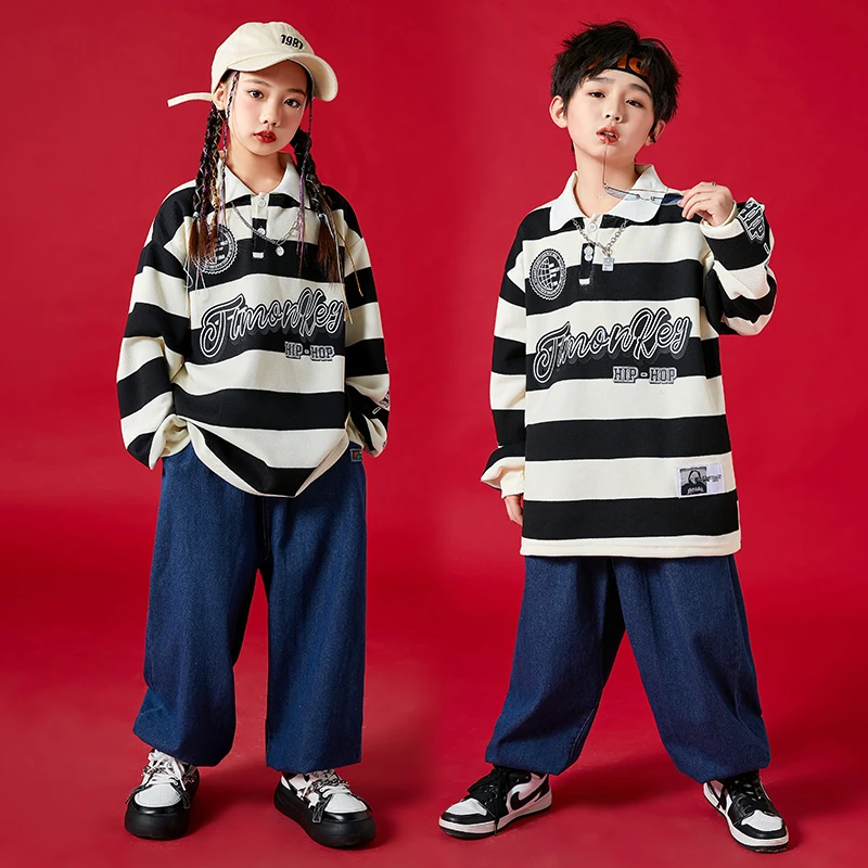 儿童架子鼓演出服装男童街舞服嘻哈女童爵士舞表演潮服春秋衣服潮