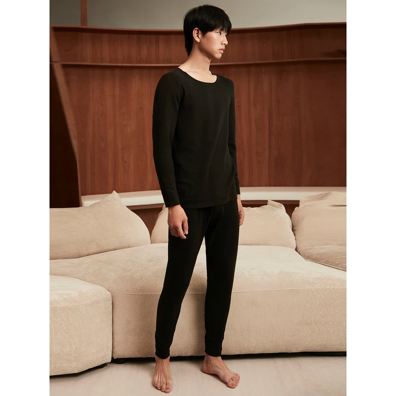 GXG男士保暖内衣随心裁无痕双面绒打底套装秋衣#G24DNY5008