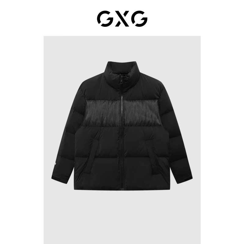 GXG男装保暖时尚休闲短款立领加厚外套黑色羽绒服冬季#GD1111532I