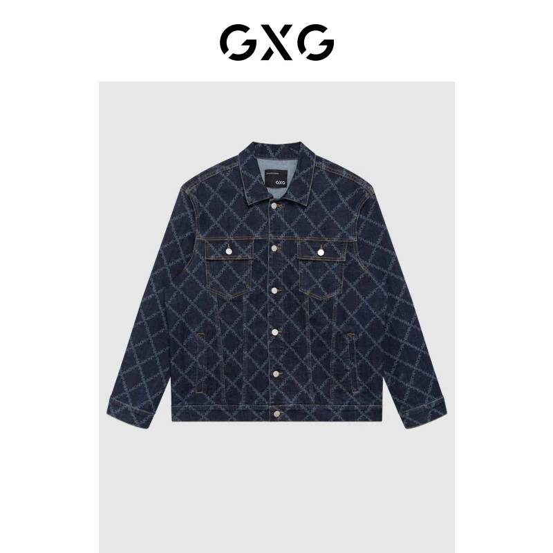 GXG水洗男装满印撞色夹克秋季潮流长袖外套男#GED1E836353