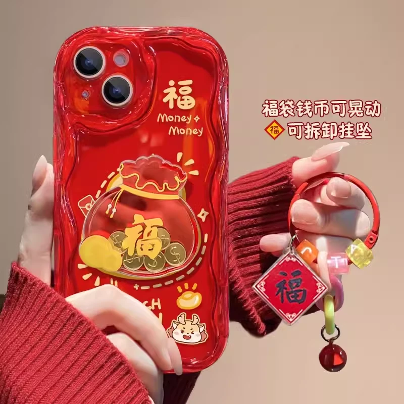 k40s红米k60e手机壳k50福袋支架吊坠k30网红超火9a中国风k20K70潮