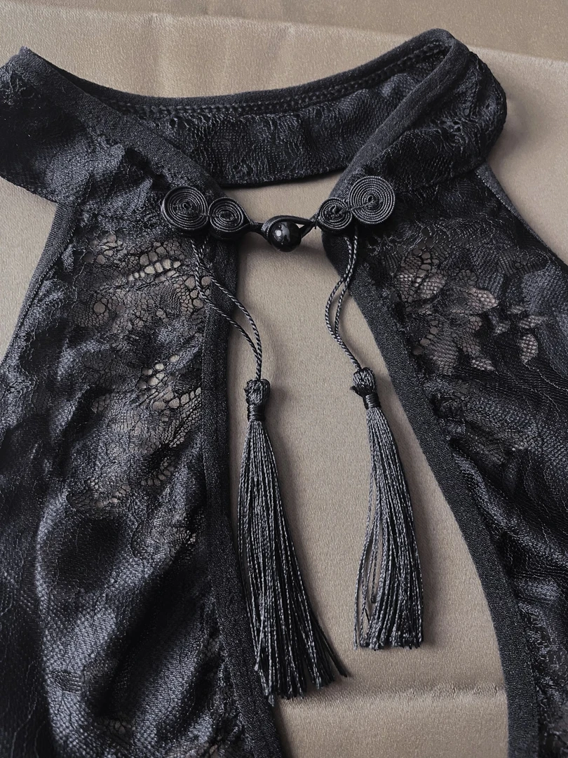 流苏旗袍 【80-200斤】软蕾丝复古高开叉显瘦挡肉气质睡裙四季通用