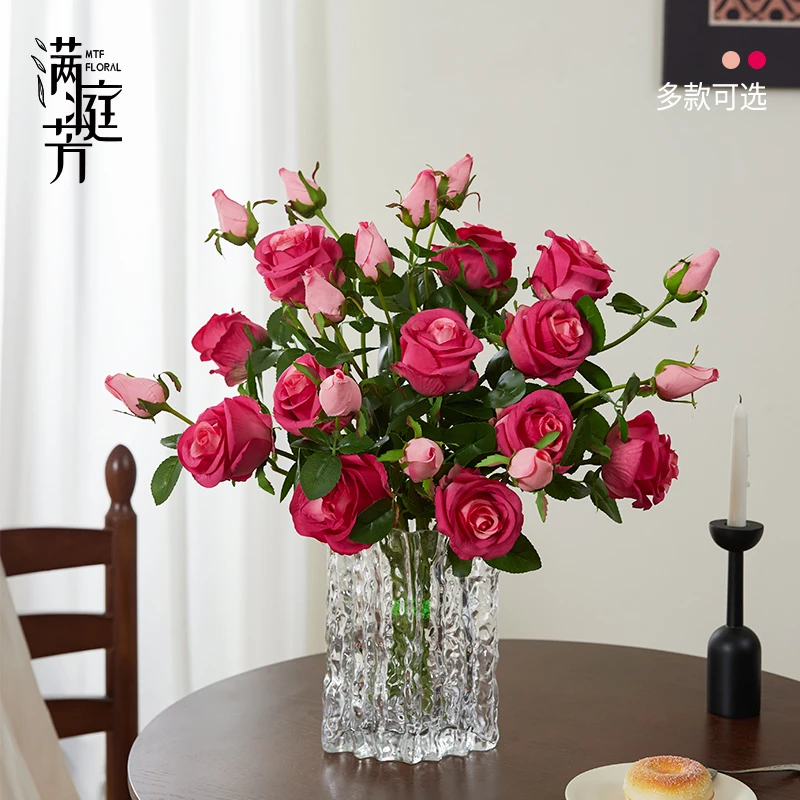 A保加利亚逼真仿真花假花花束客厅餐桌高级花艺摆件装饰桌面插花