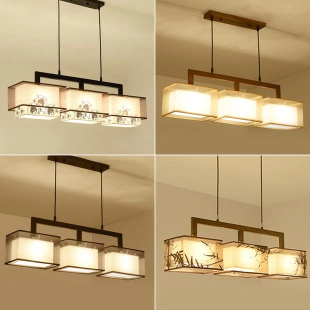 【菲菲家】新中式现代简约长方形餐厅吊灯三头客厅灯创意个性饭