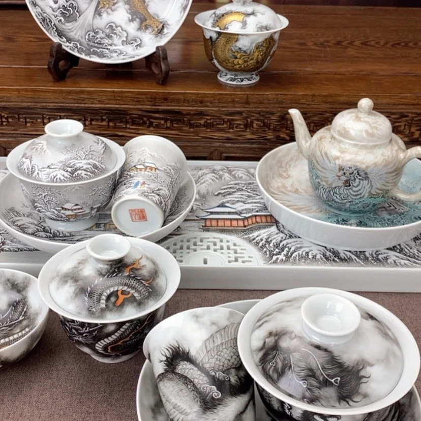 【闪购商品】瓷杯*金龙,壶承,盖碗,杯子