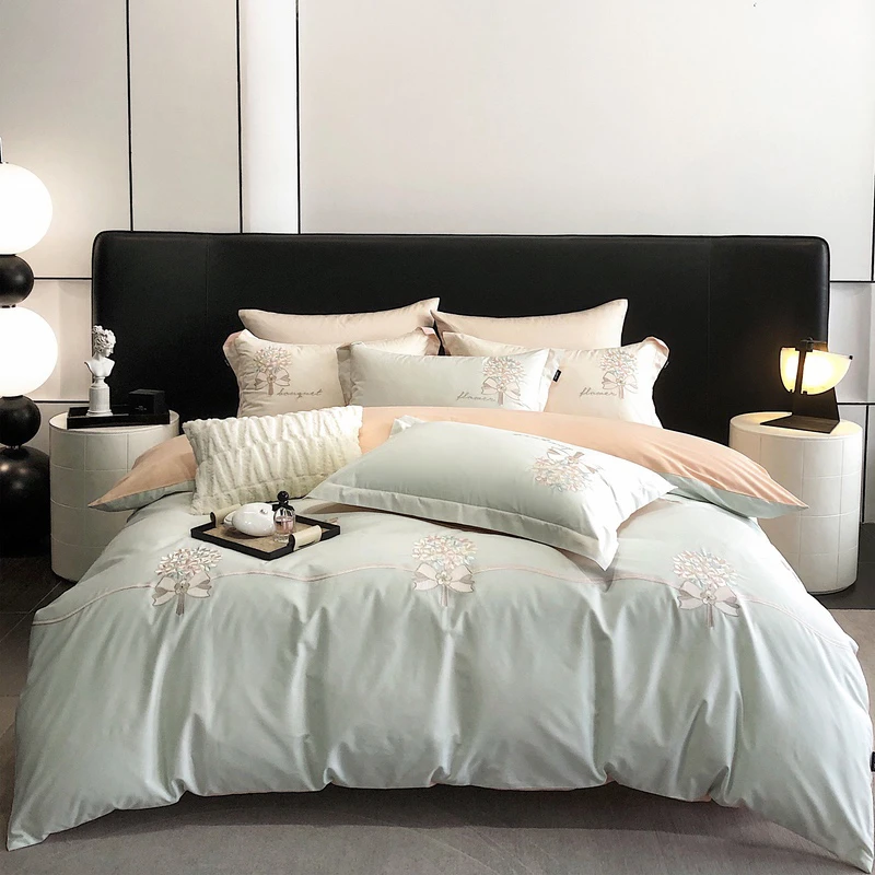 901 床上四件套全棉纯棉床单被套床上用品蜜雪儿绿