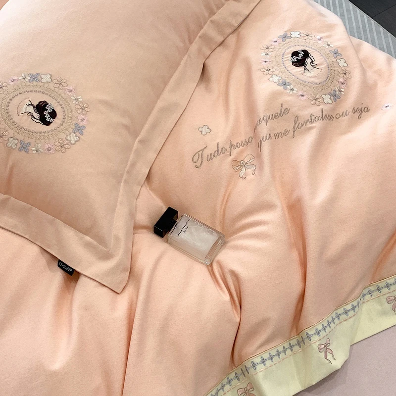 464  床上四件套全棉纯棉床单被套被罩床上用品莎拉公主粉