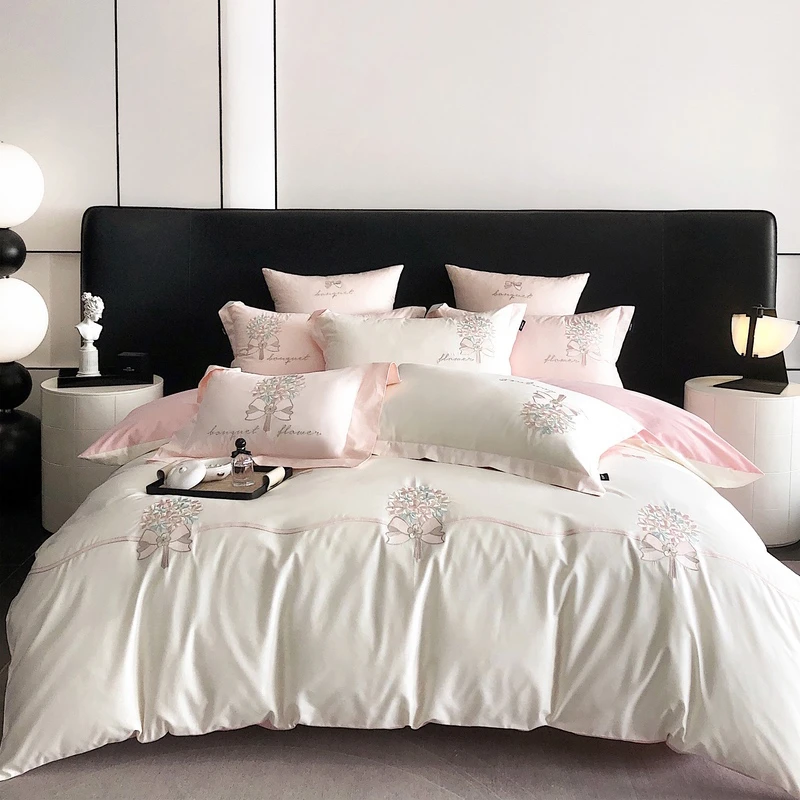 1004 床上四件套全棉纯棉床单被套被罩床上用品蜜雪儿白