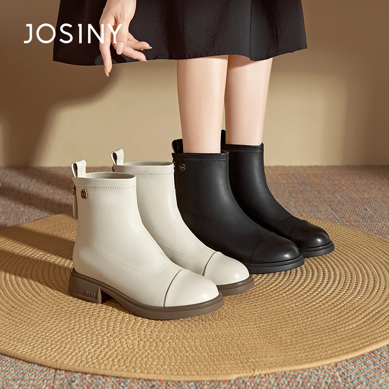 卓诗尼切尔西靴女靴2024秋冬新款英伦风短筒靴显瘦烟筒靴女士单靴