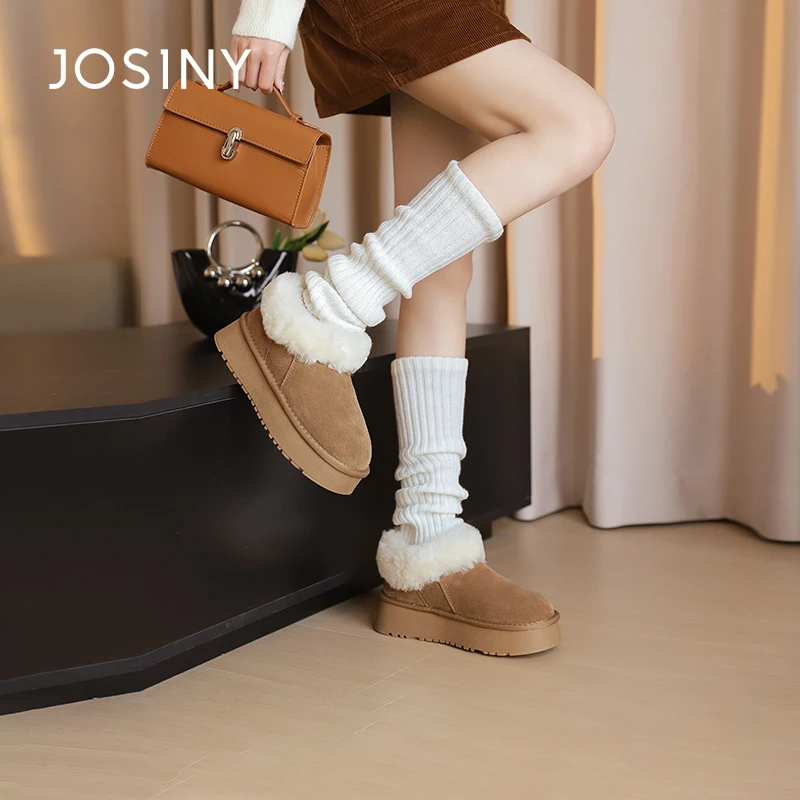 卓诗尼时装雪地靴保暖加绒加绒靴子2024冬季新款时尚百搭厚底毛绒