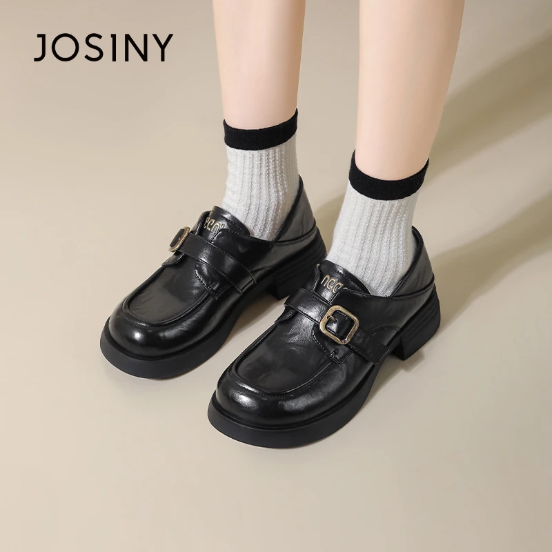 卓诗尼乐福鞋女2025年春季新款英伦风厚底一脚蹬单鞋百搭通勤鞋