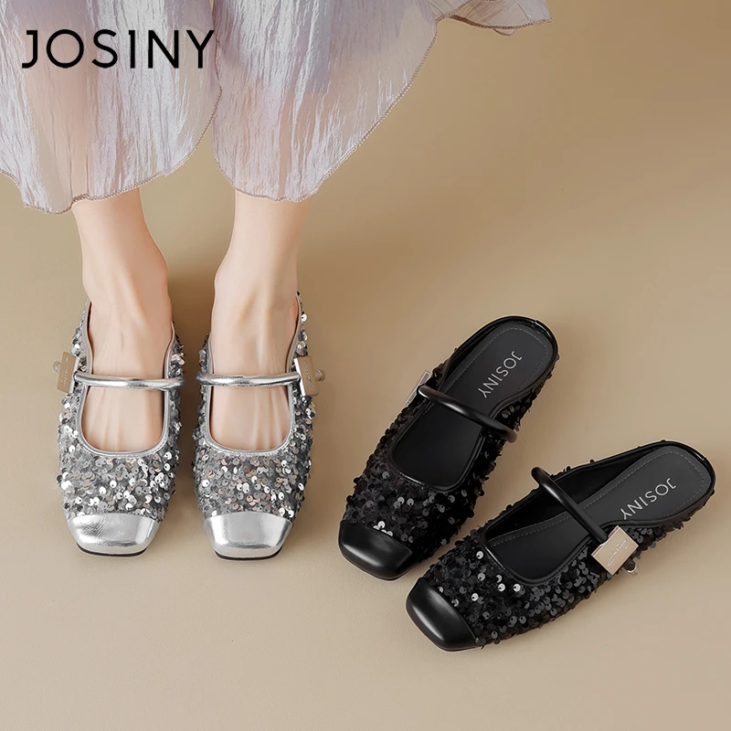 卓诗尼单鞋玛丽珍鞋半拖软底包头女鞋2025夏季新款仙女外穿单鞋J