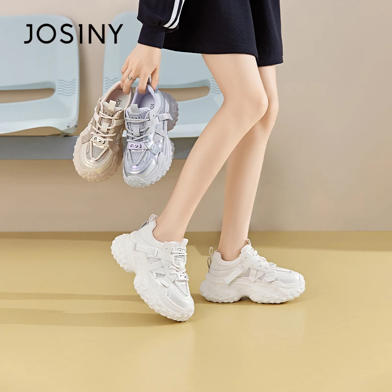 卓诗尼厚底老爹鞋小个子2024秋季新款网面透气休闲时尚运动女鞋