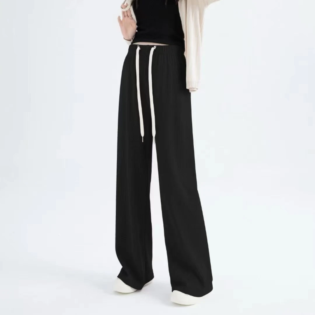 无托腹抽绳孕妇阔腿裤垂感直筒裤高腰