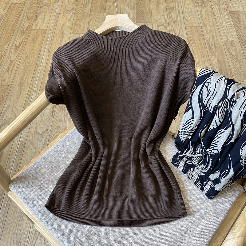 无袖半高领针织衫连袖显瘦气质套头内搭打底衫早秋上衣女Z336
