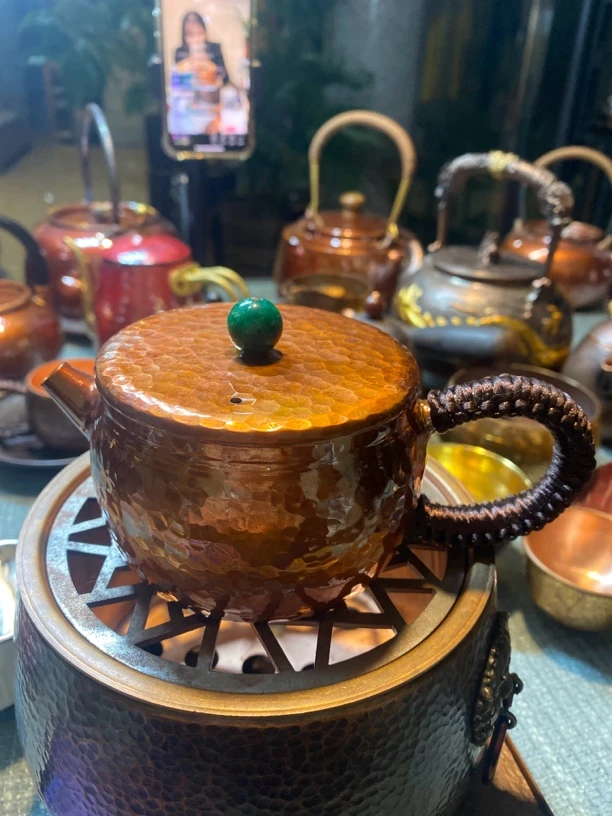 手工紫铜拷色210毫升一体壶