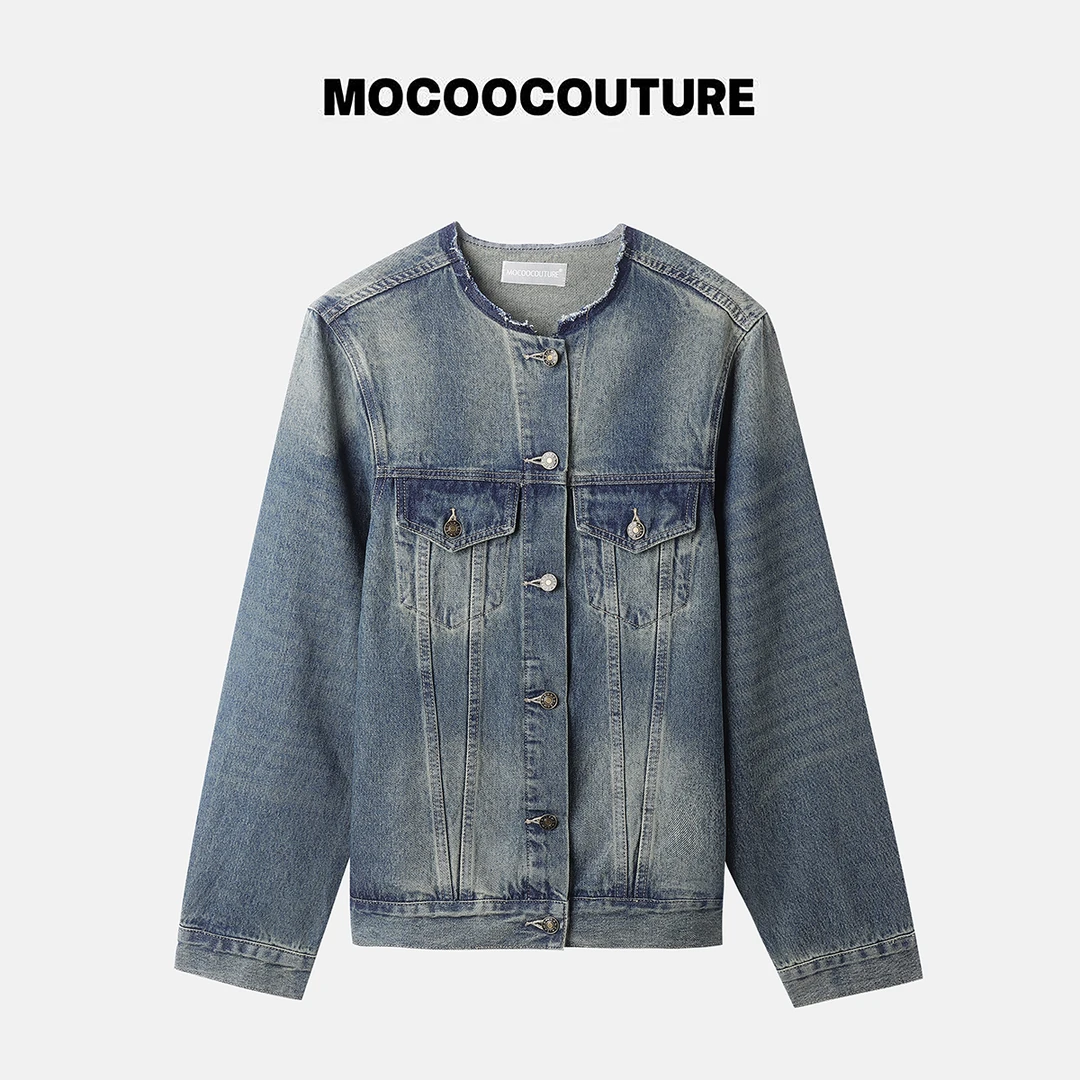 清仓默认微瑕no退no换 谨慎下单 无领毛边牛仔外套   25013