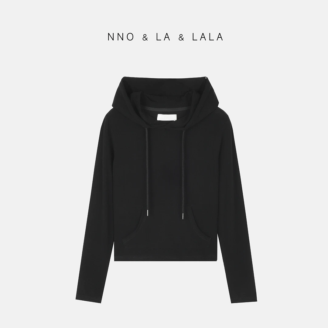 LA 极简 黑色软糯 连帽上衣 25750