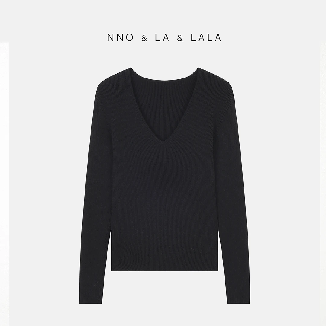 LA 极简V领 显瘦 打底针织衫 26728