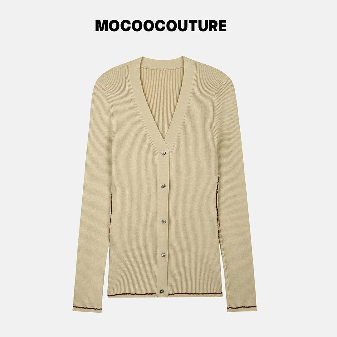 清仓默认微瑕no退no换 谨慎下单 V领 拼接 针织毛衣 922