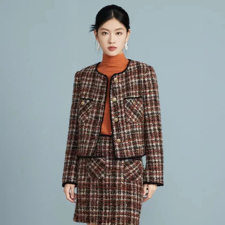 3S SUNNY SONG SMILE3S秋冬短款圆领彩色呢羽绒时尚气质修身外套