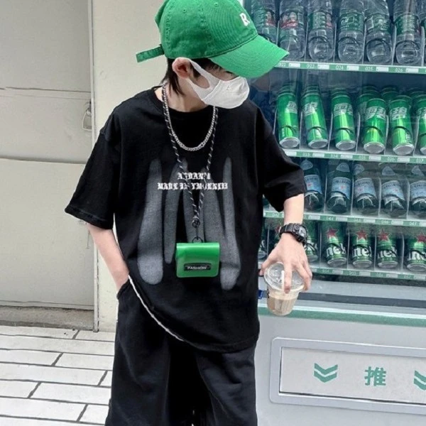 XMYY运动男童时尚夏季宽松潮流服装个性韩版短袖印花T恤/TXW393