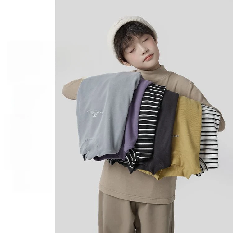 童装新款男大童男童长袖T恤儿童半高领冬季打底衫保暖儿童长袖