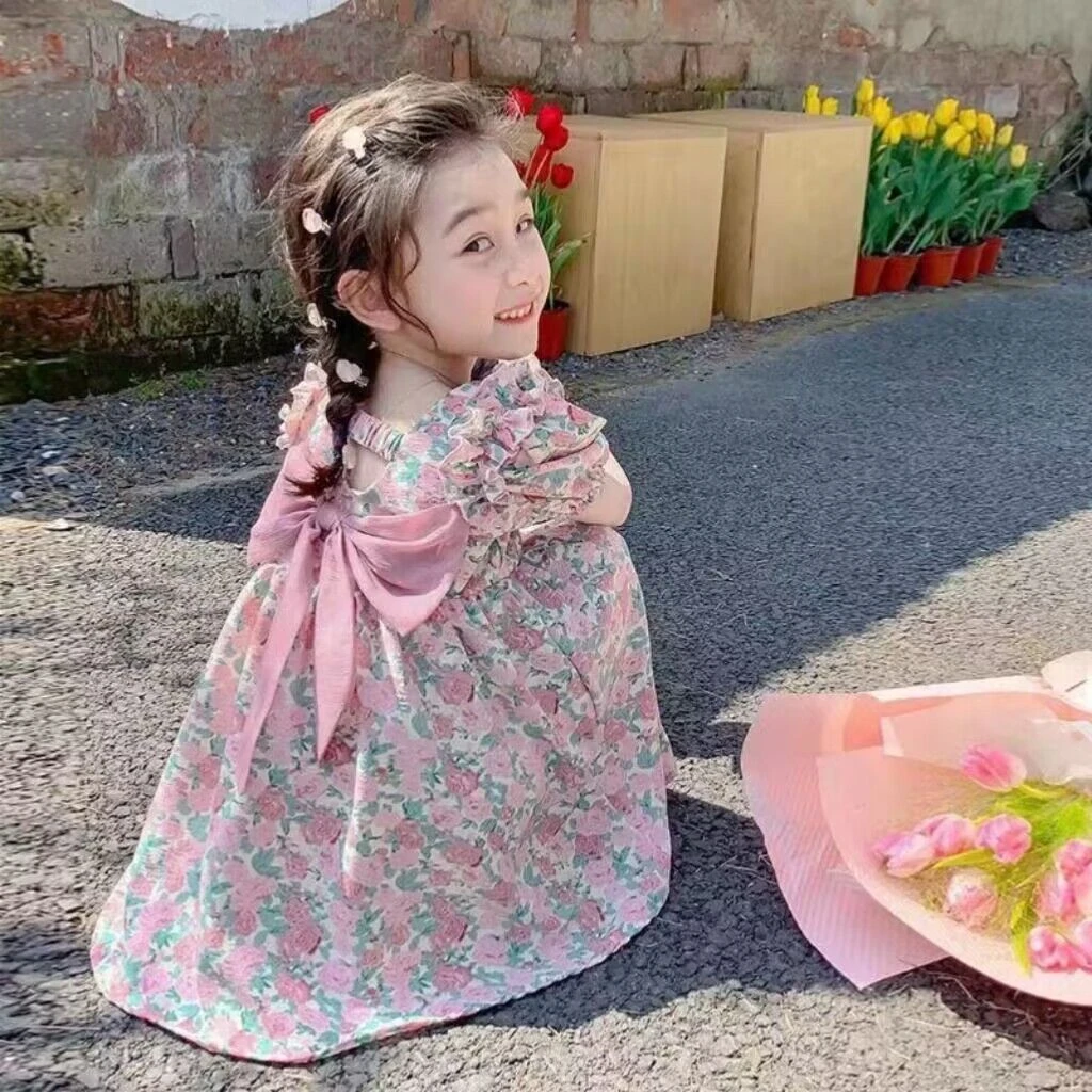 女童小童连衣裙夏季碎花裙洋气新款女宝宝公主裙休闲裙子