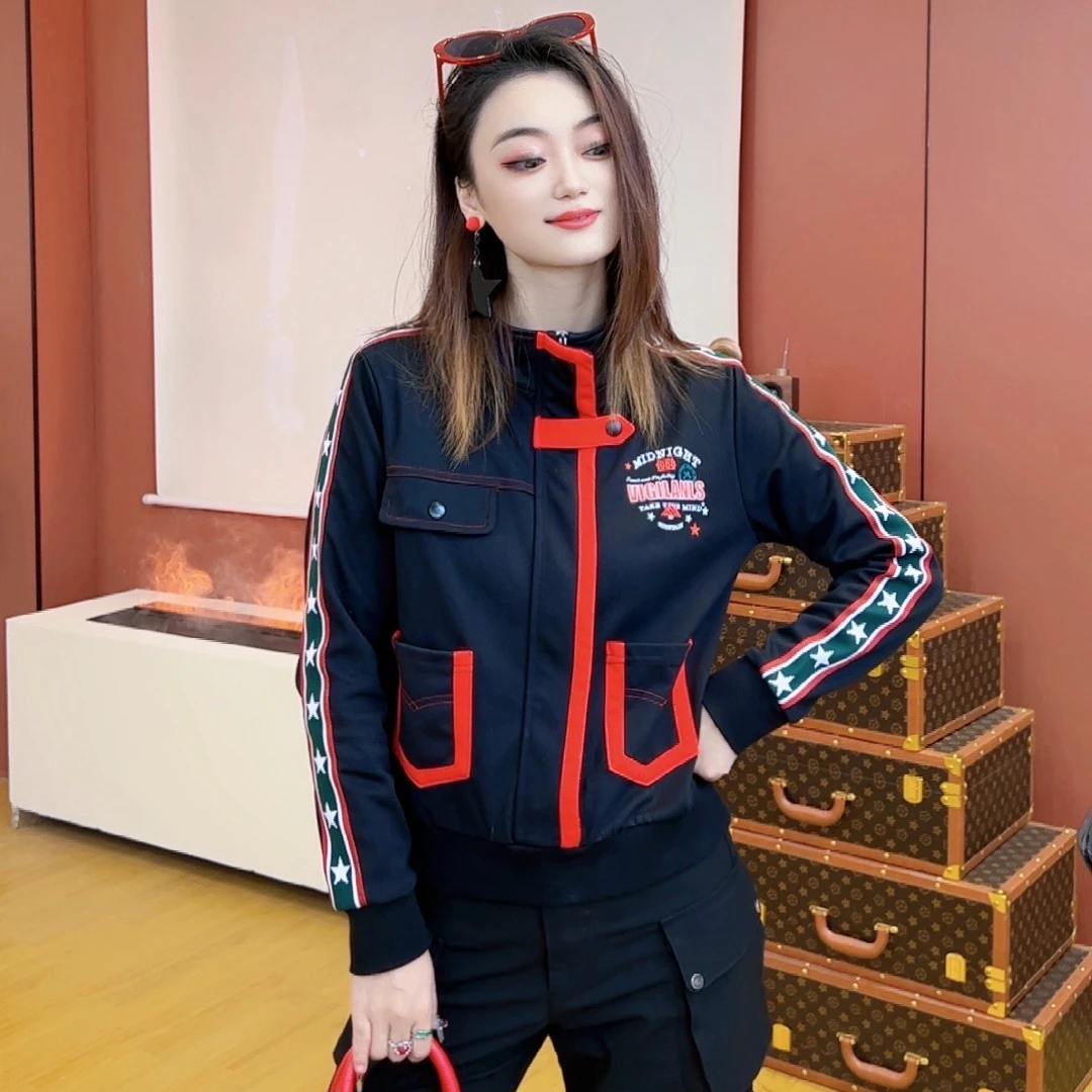 KM50005-1秋冬新款拼接织带卫衣