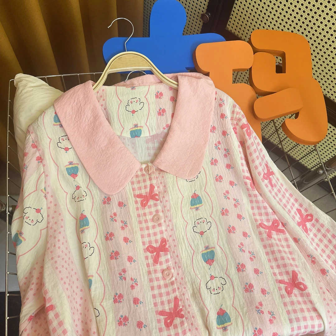 温蒂花园｜230斤胖mm长袖长裤套装新款早秋大码家居服微胖少女