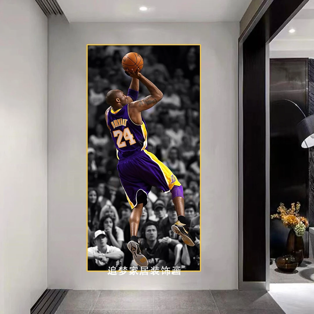 玄关画 科比kobe篮球明星 装饰画 晶瓷画 环保背板 拉丝铝合金边