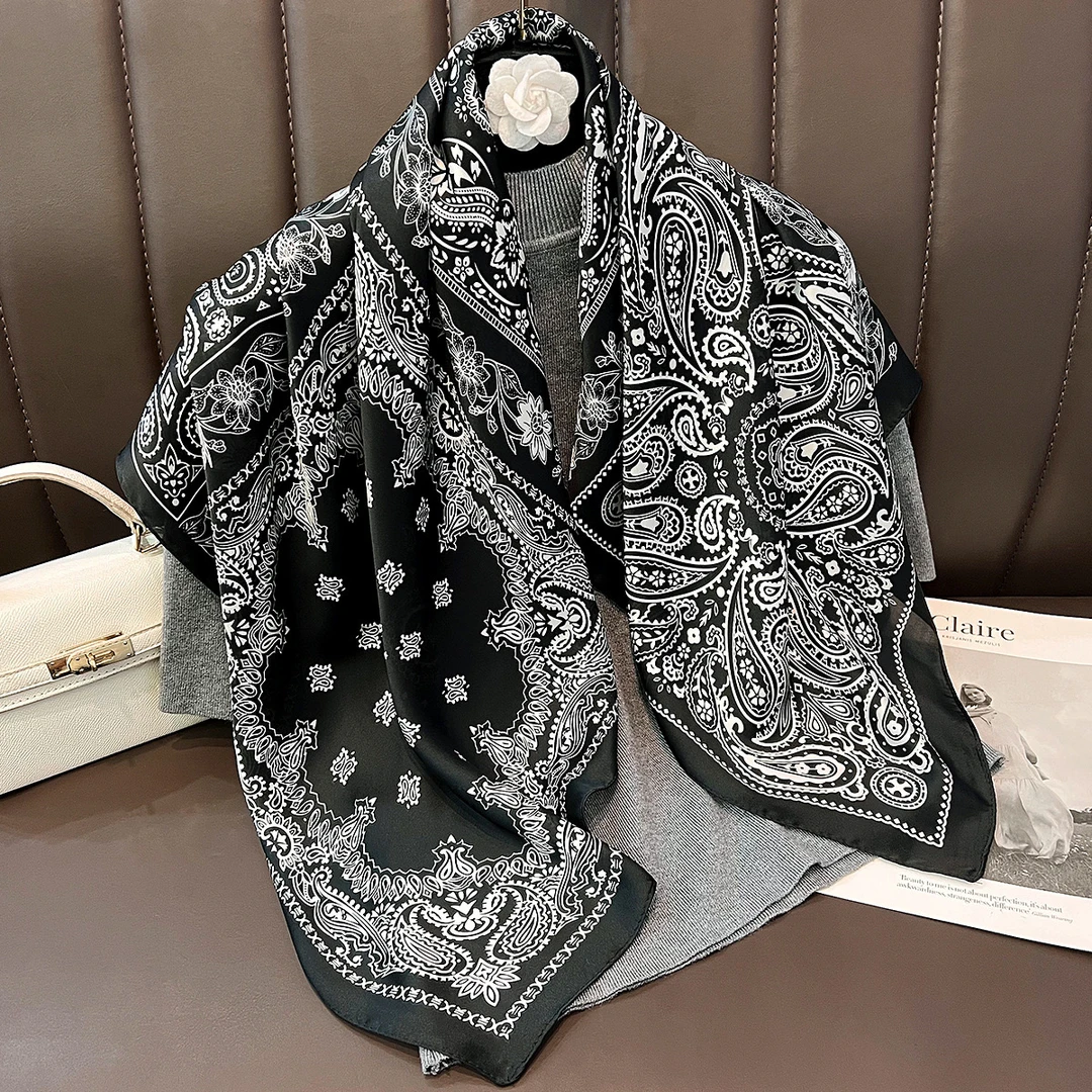 2024新款百搭丝绸丝巾方巾 90*90#7-6046