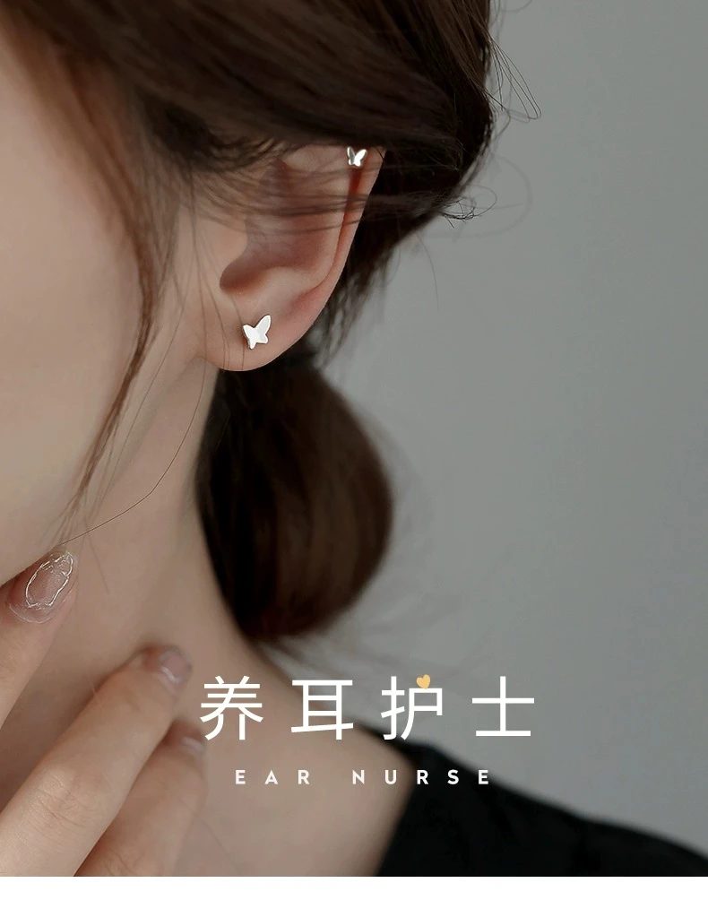足银耳饰 老凤祥和999纯银耳钉女防过敏银针养耳洞睡觉免摘耳钉