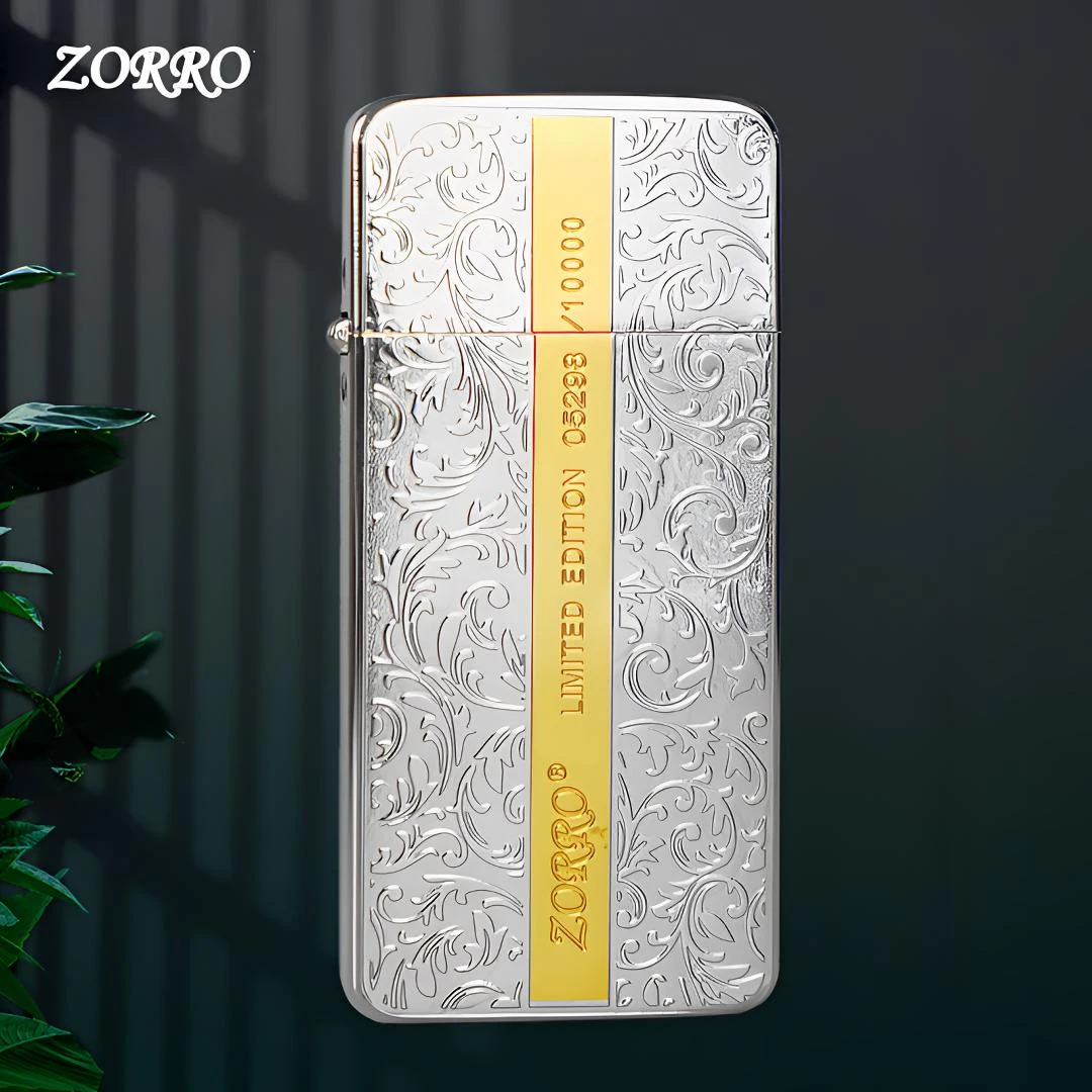 ZORRO超薄双色唐草纯铜煤油打火机限量创意高档窄机网红推荐男士