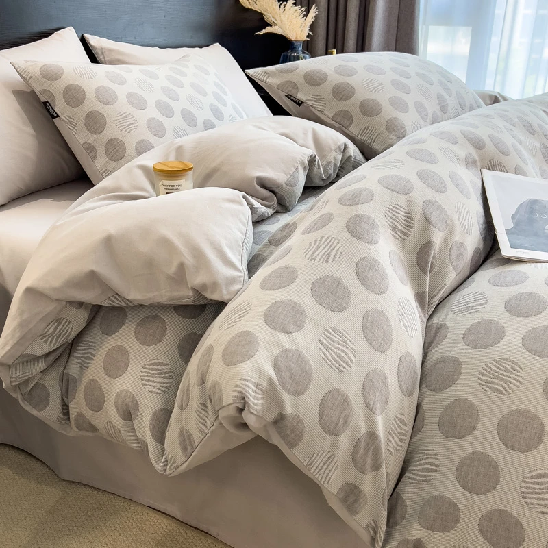 A类母婴级全棉磨毛三层纱四件套加厚秋冬被套纯棉床单高级感床品4