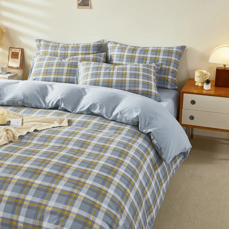 【福利尾单孤品】格子无印四件套锦棉床上用品被套床单宿舍套件