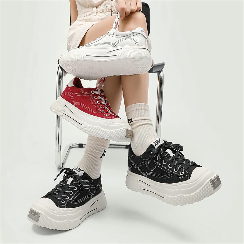 BV秋冬爆款百搭透气休闲厚底帆布鞋复古男女同款情侣鞋潮鞋