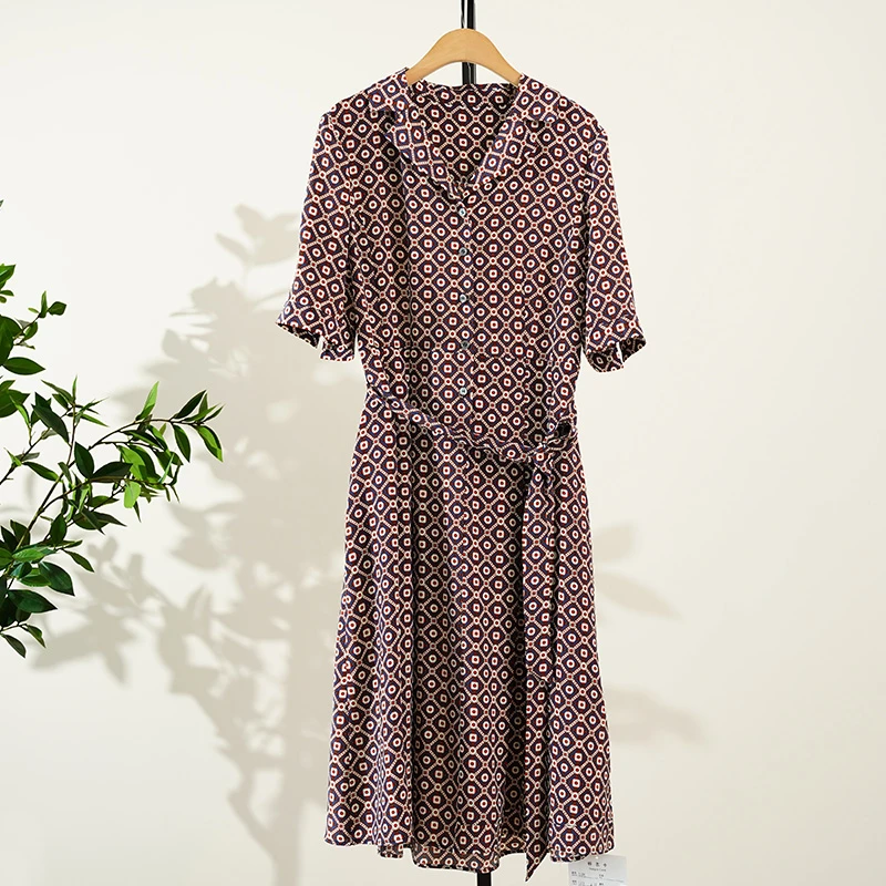 【文娇专属】经典老花 19姆米桑蚕丝双绉连衣裙（240907）