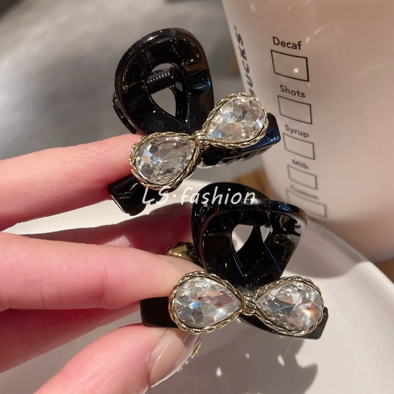 精致水晶蝴蝶结抓夹小发夹公主刘海夹高颅顶夹子