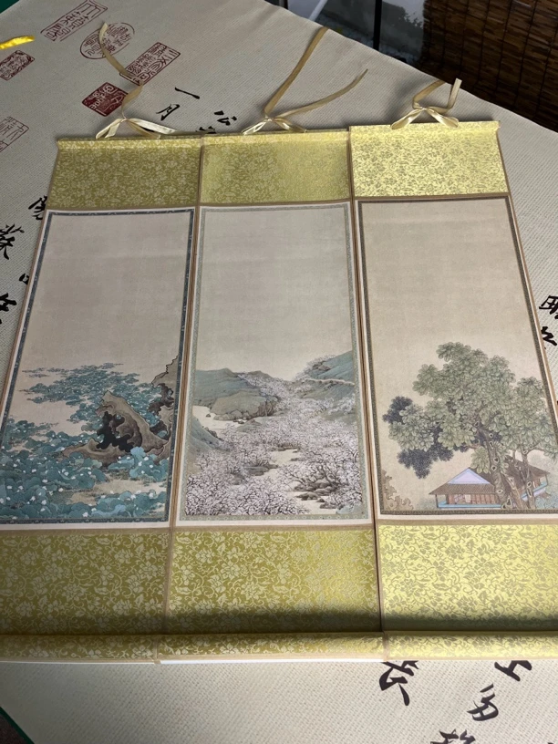22x72四季山水卷轴 随机发