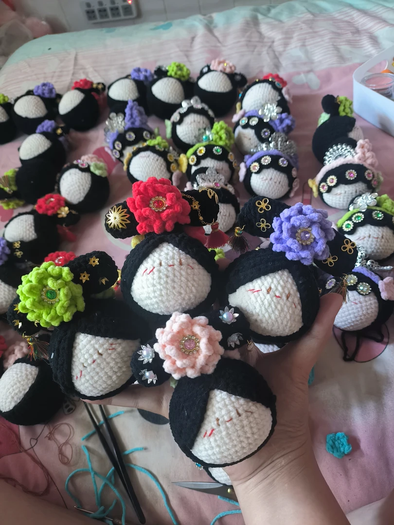 萌小吖线材钩织戏曲团子，清宫妃子团子