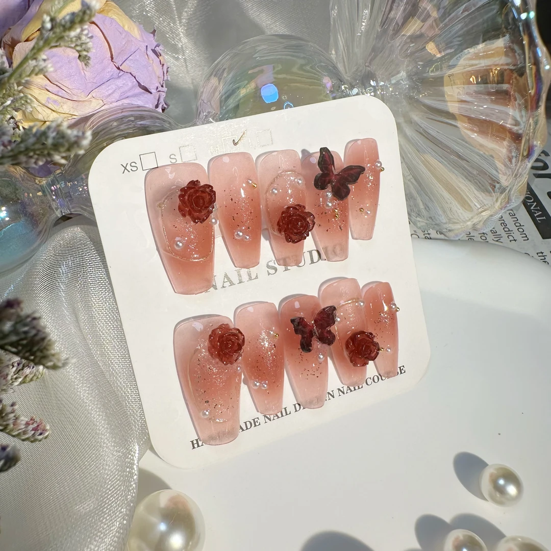 慕美纯手工定制穿戴甲暗黑少女乌梅子酱风秋冬新款可拆卸美甲