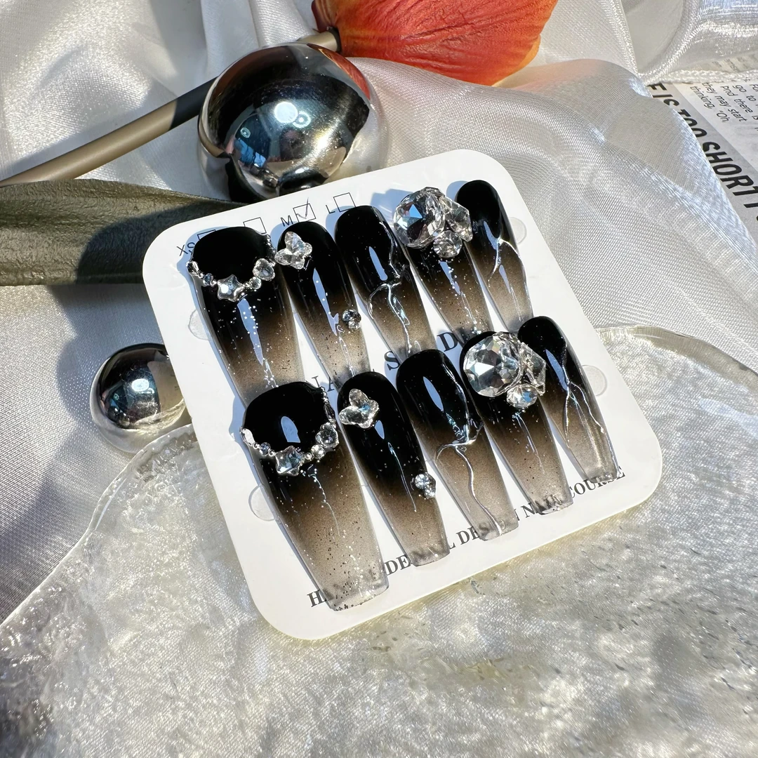 慕美纯手工定制穿戴甲富太太钻石渐变秋冬新款可拆卸美甲