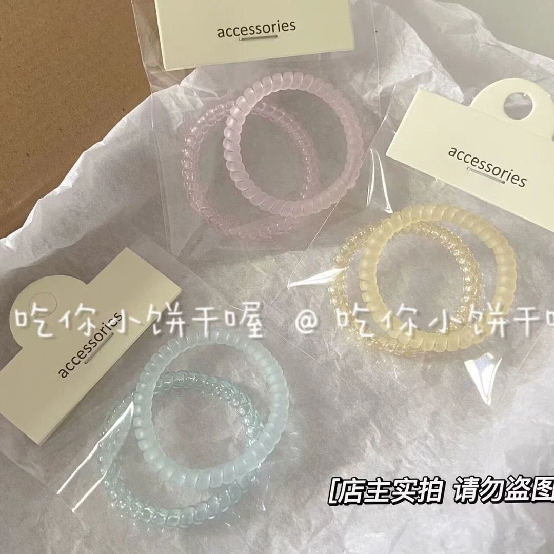 高颜值透明磨砂电话线细款韩少女学生高弹力耐用不伤发无痕橡皮筋
