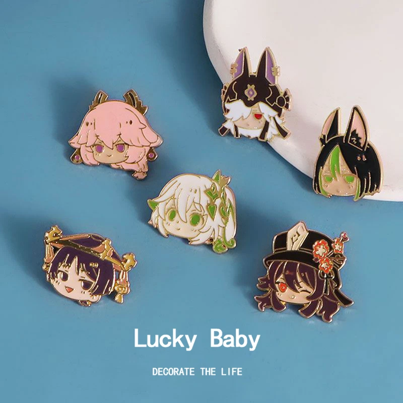 游戏周边胸针ins卡通可爱胡桃赛诺散兵八重神子同人脑袋金属徽章