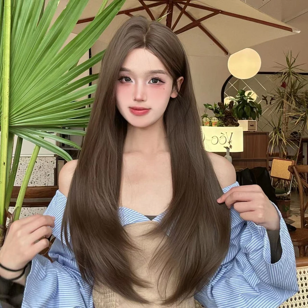 [梦回香榭丽]榛果灰自然内扣递针工艺八字刘海自然减龄整顶假发