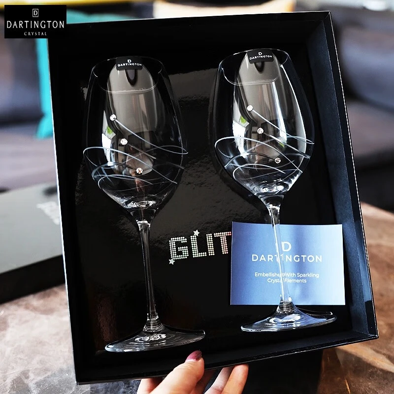 英国进口水晶玻璃欧式带钻红酒杯高脚葡萄酒对杯创意