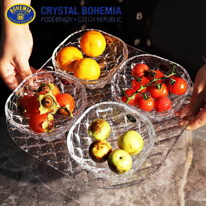 捷克进口BOHEMIA水晶玻璃水果盘果斗干果盘沙拉盘零食盘家用透明