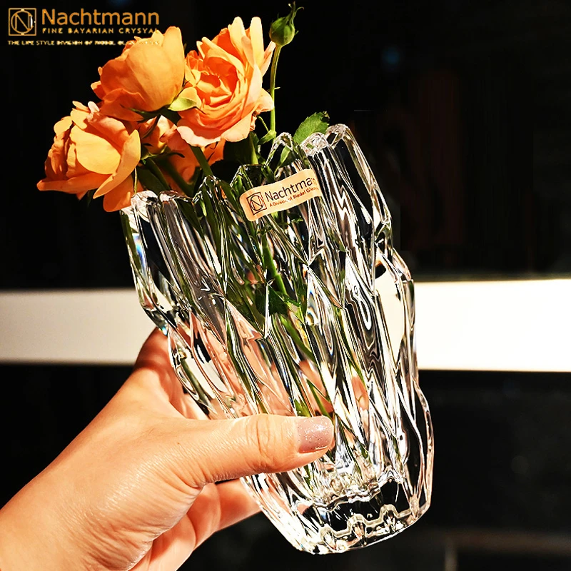 德国原装进口水晶玻璃小号床头柜餐桌花瓶富贵竹插花客厅装饰摆件